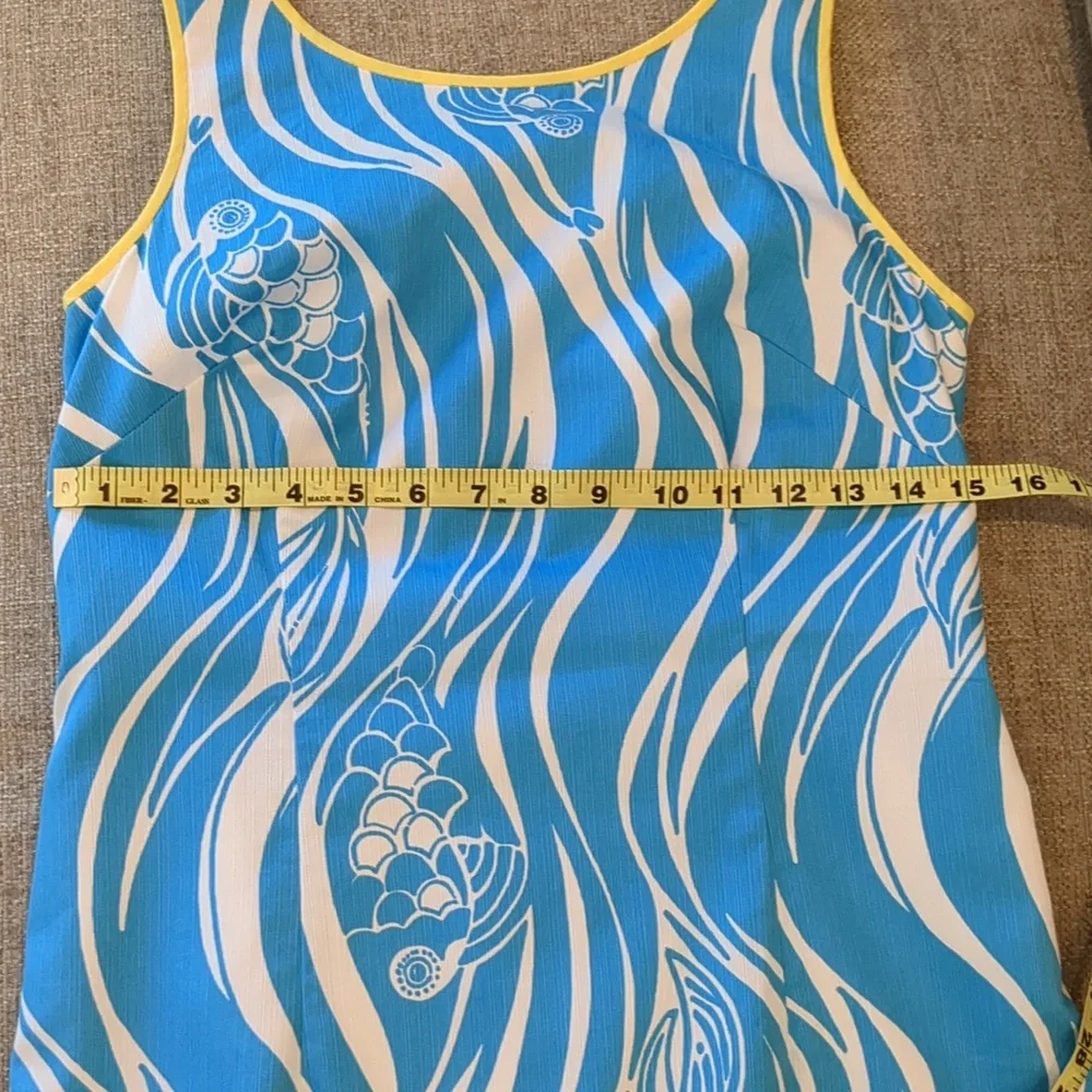 Lilly Pulitzer Delia Shift Resort White, Blue & Yellow Joe Fish Dress size 4 - Picture 10 of 16